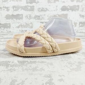 New Bp Keaton Beige Braided Straps Flat Slide Sandals T33